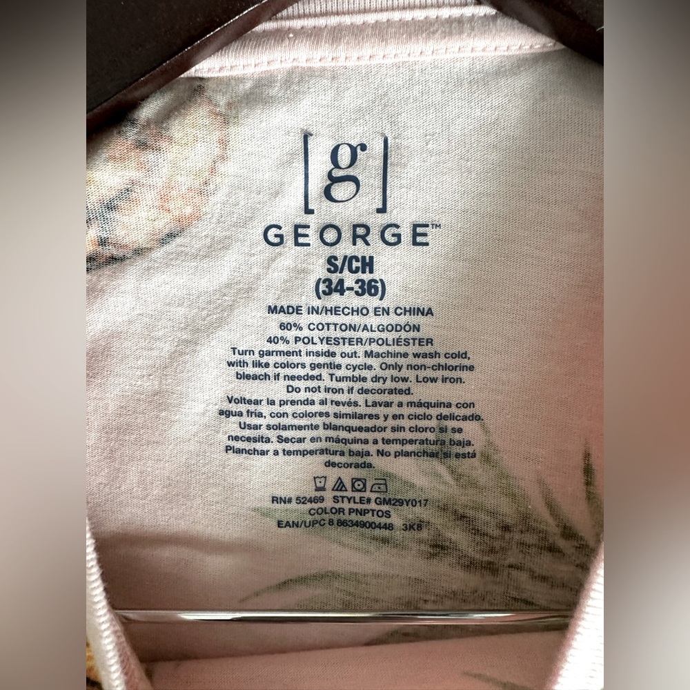 George Men’s Small Pink Pineapple T-Shirt Vacation Tee Casual Summer Menswear - Picture 8 of 10